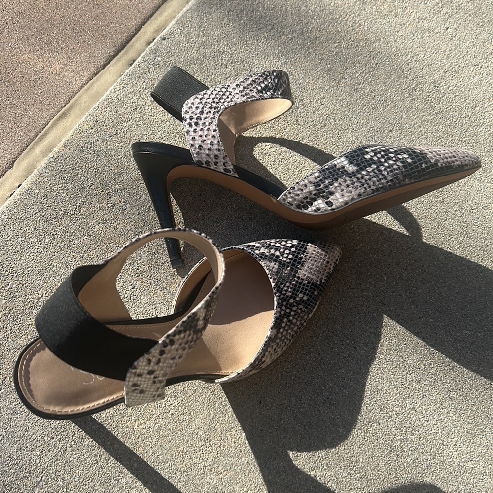 Snakeskin heels with ankle strap